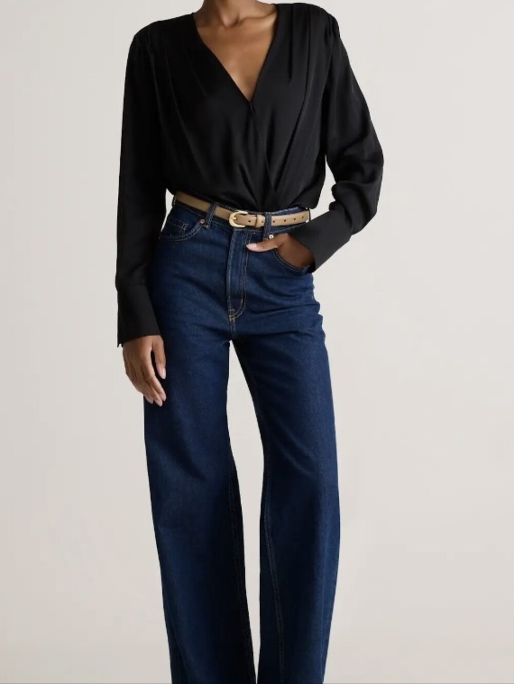 Quince Women's Size Extra Large Washable Silk Bodysuit Black